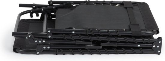 909 OUTDOOR Opvouwbare Ligstoel - Ligbed met Kussen & Verstelbare Rugleuning - Zwarte Tuinstoel voor Tuin en Terras - Relaxstoel tot max. 110 kg - 189 x 59 x 30 cm