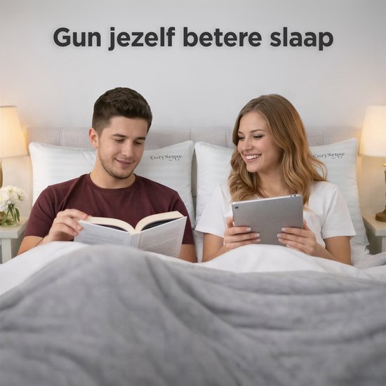 CozySense® Hoofdkussen - Set van 2 - 50x70 CM - Premium Slaapkussen - 100% Katoenen Tijk - Pillow - Ondersteunend Kussen voor Zij-, Buik- en Rugslapers