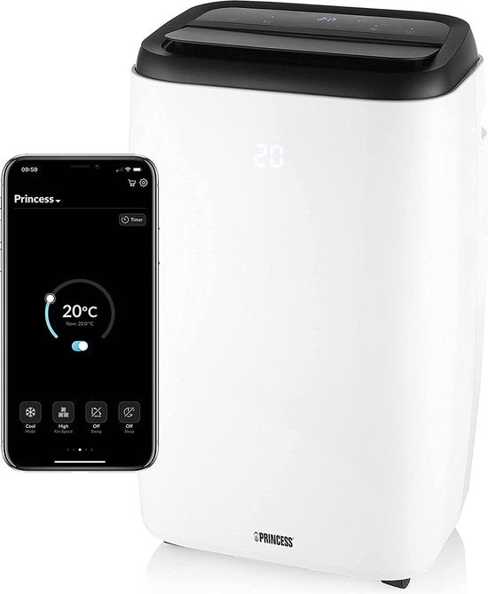 Princess Mobiele Airco - App - Touchscreen - 9000 BTU - 80 m³ - Wit
