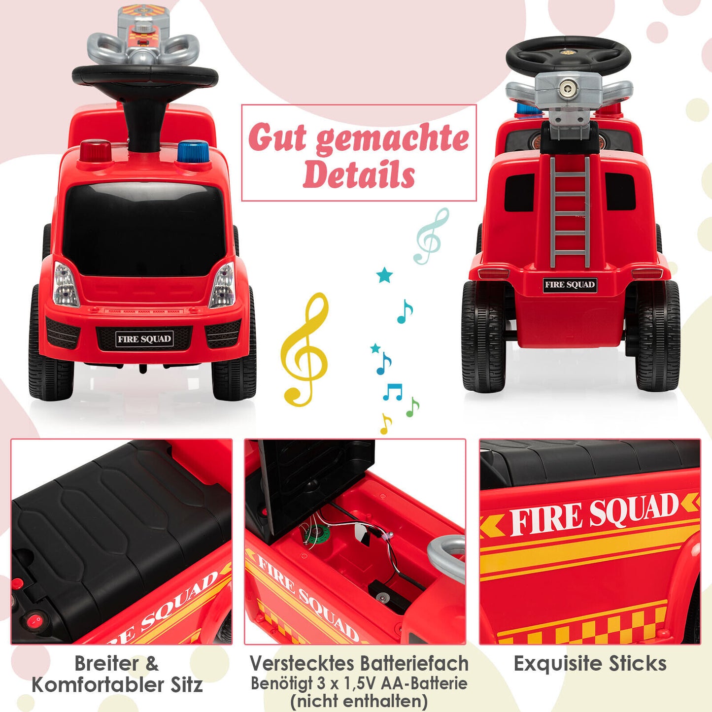 Coast Children's Fire Motor met zeepbelpistool voor kinderen van 18-36 maanden rood