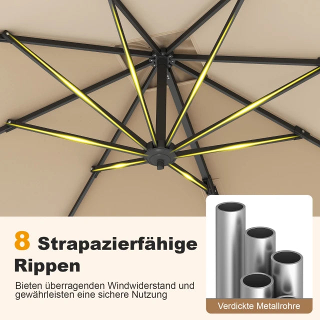 Coast Zweefparasol - 250 x 250 cm - Kantelbaar - 360° Draaibaar - Aluminium - Beige