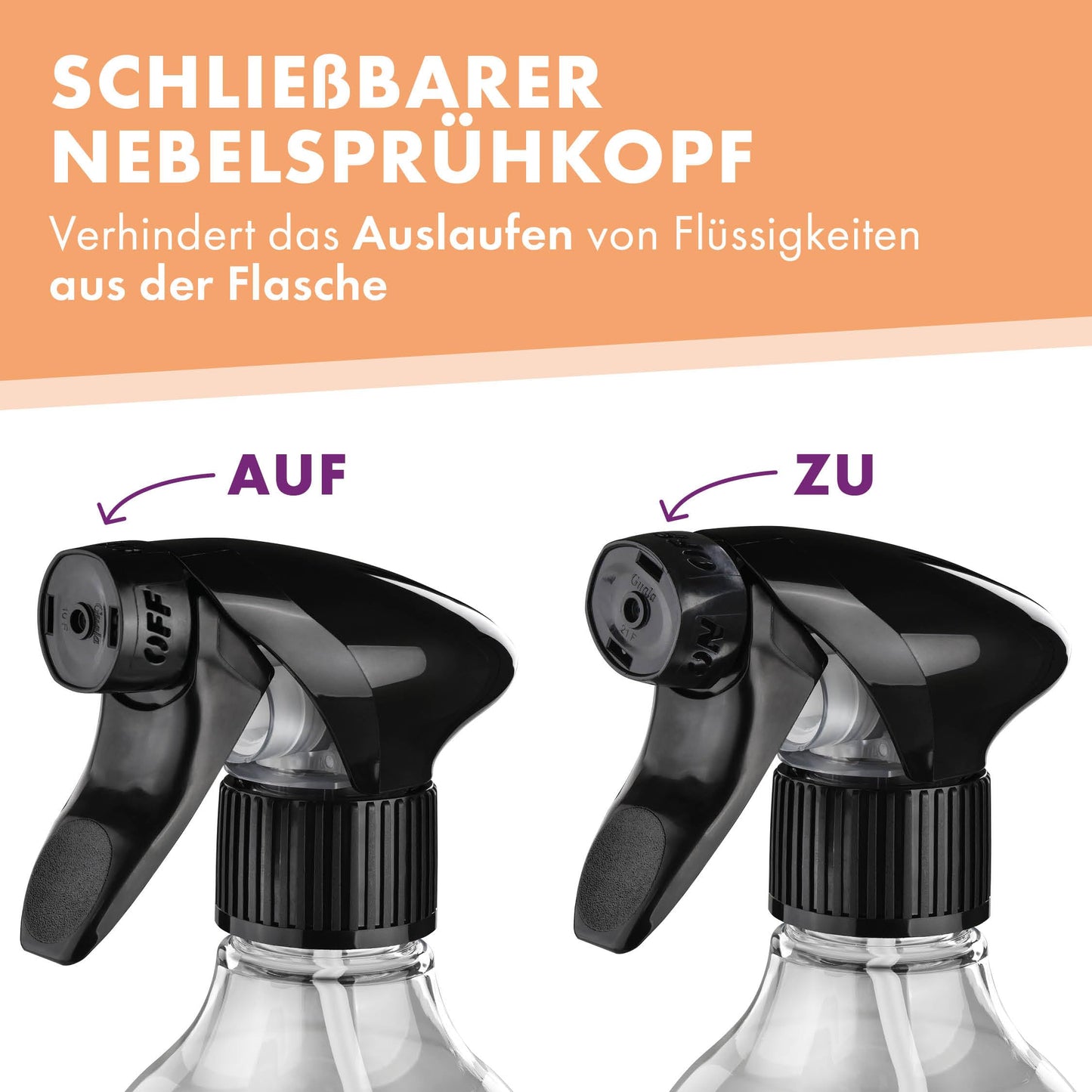 Lavandola LV-S-SF-750 - Sprayflessen set 3 stuks - 750 ml transparant PE - Fijne nevel en lekdicht