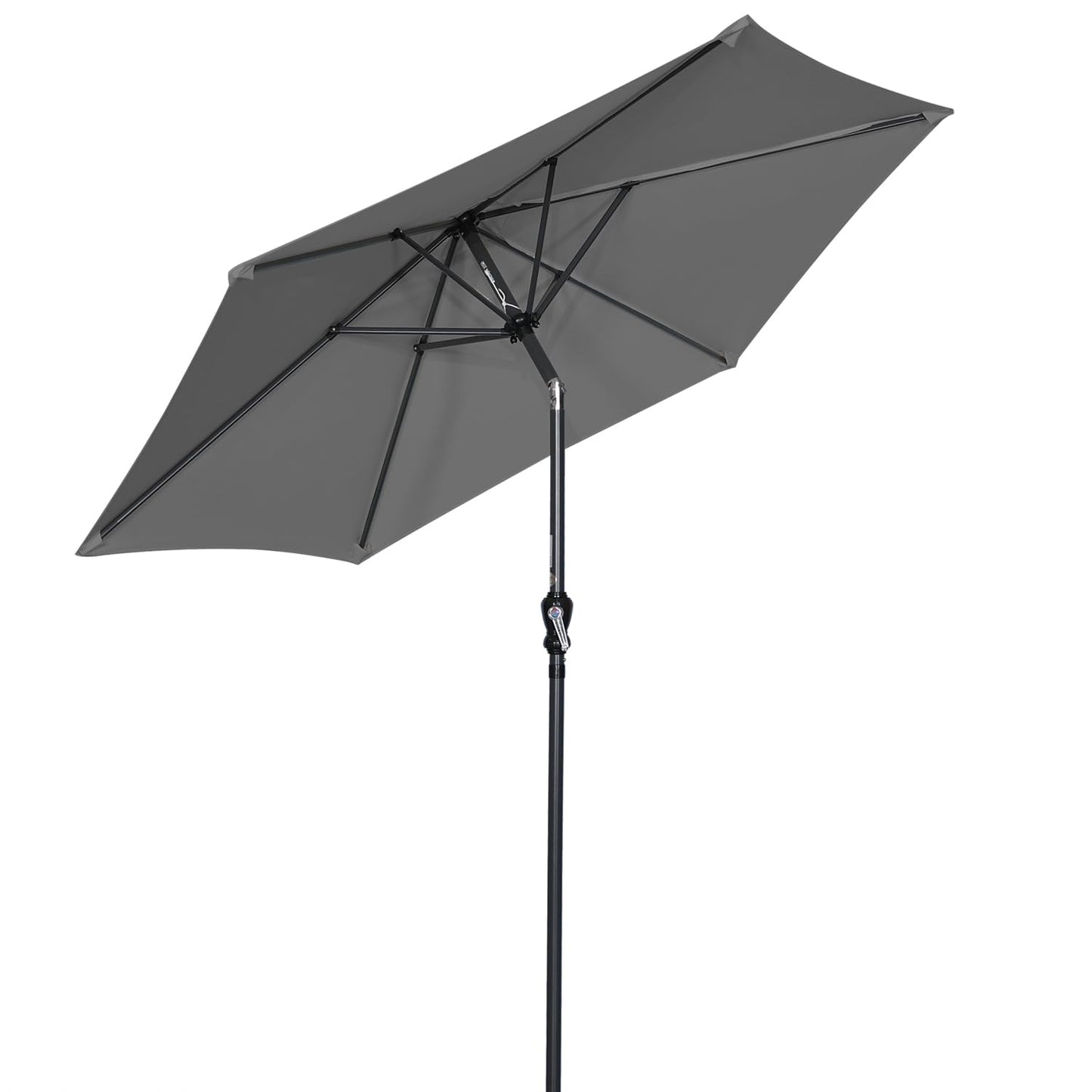 Angel Living Parasol 250 cm - ronde tuinparasol met zwengel en kantelfunctie - grijs - polyester UV 50+