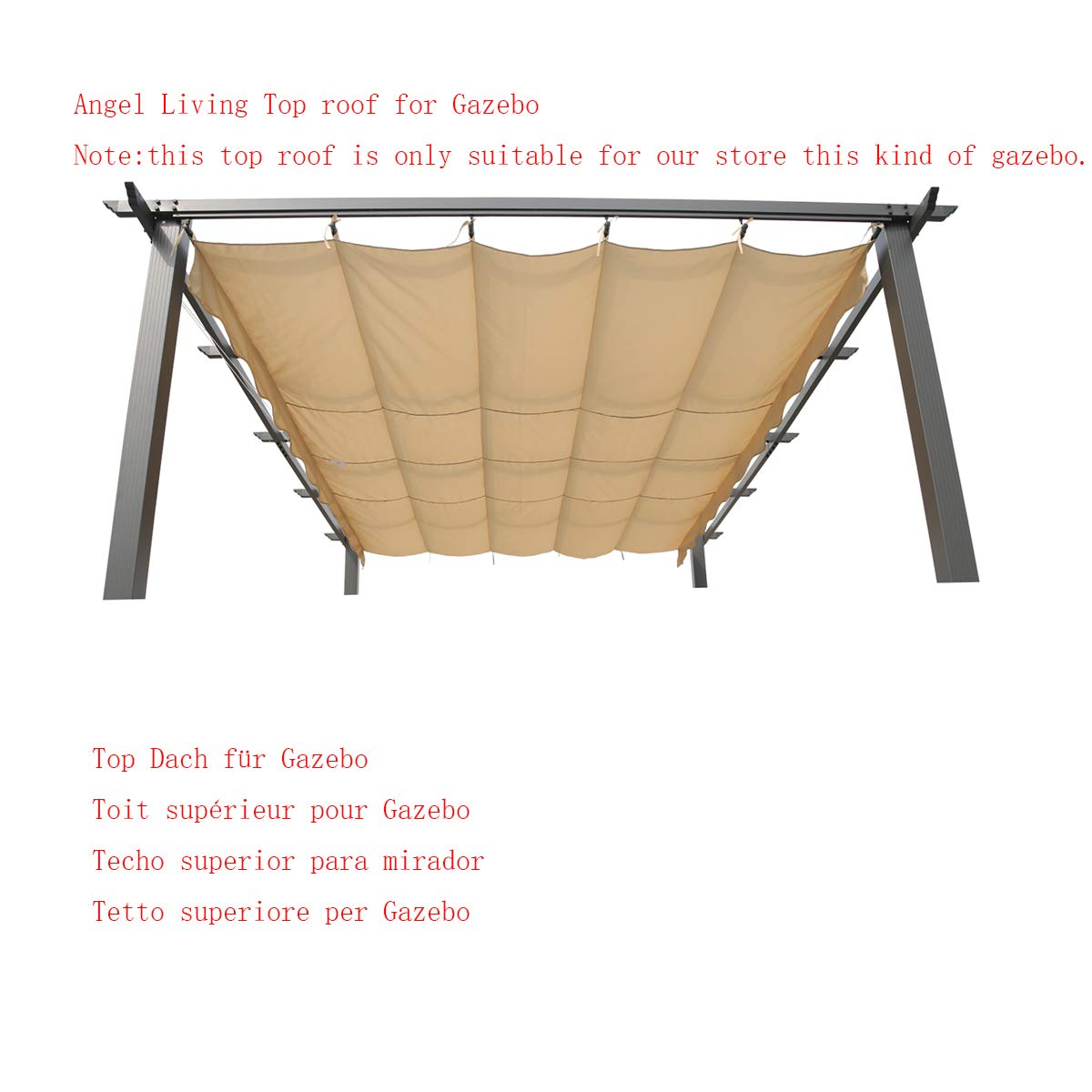 Angel Living vervangend dakdoek - pergola en gazebo - polyester - 3 x 3 m - beige - 258 x 258 cm