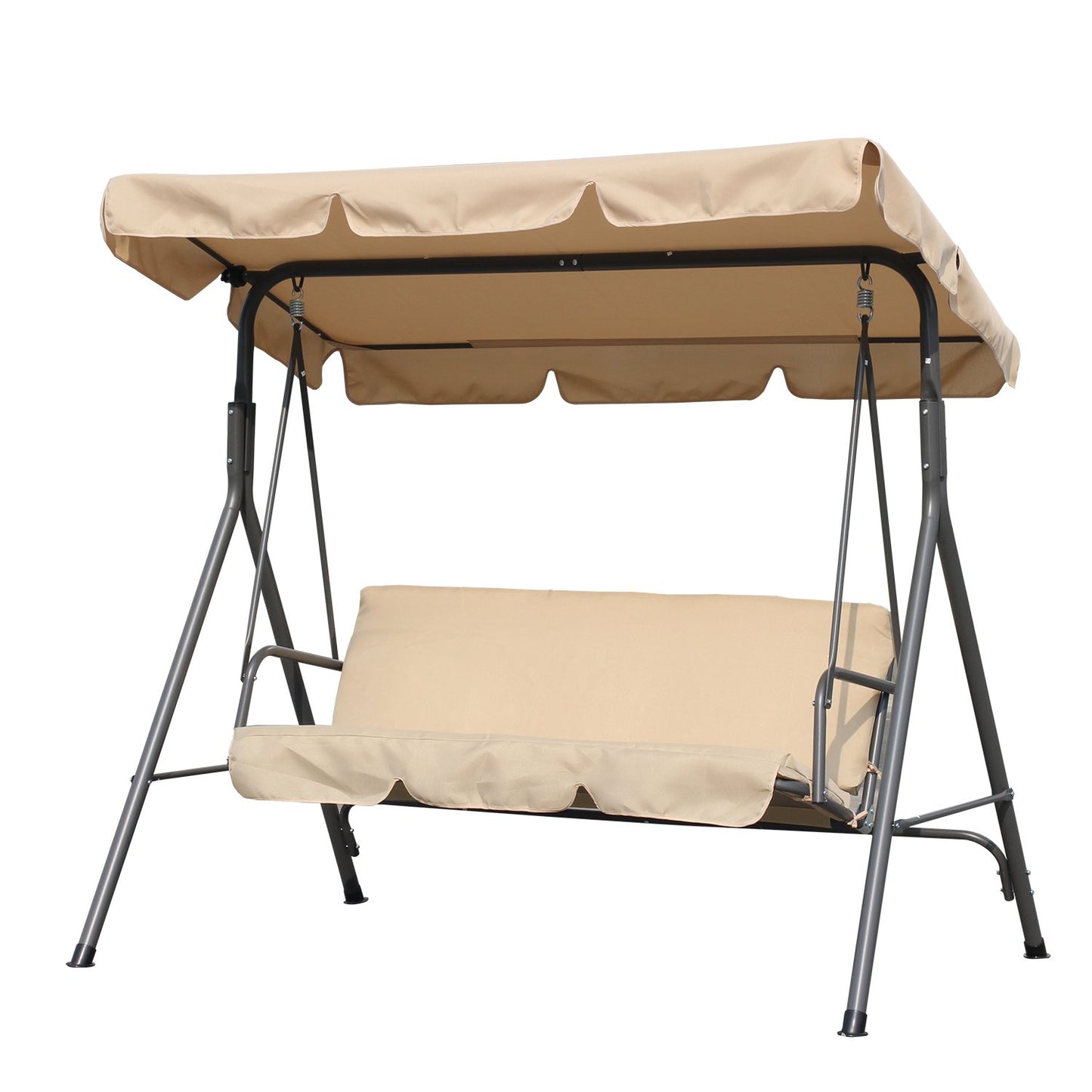 Angel Living Hollywood schommel tuinschommel 3-zits met zonnescherm - beige - ca. 170 x 110 x 152 cm