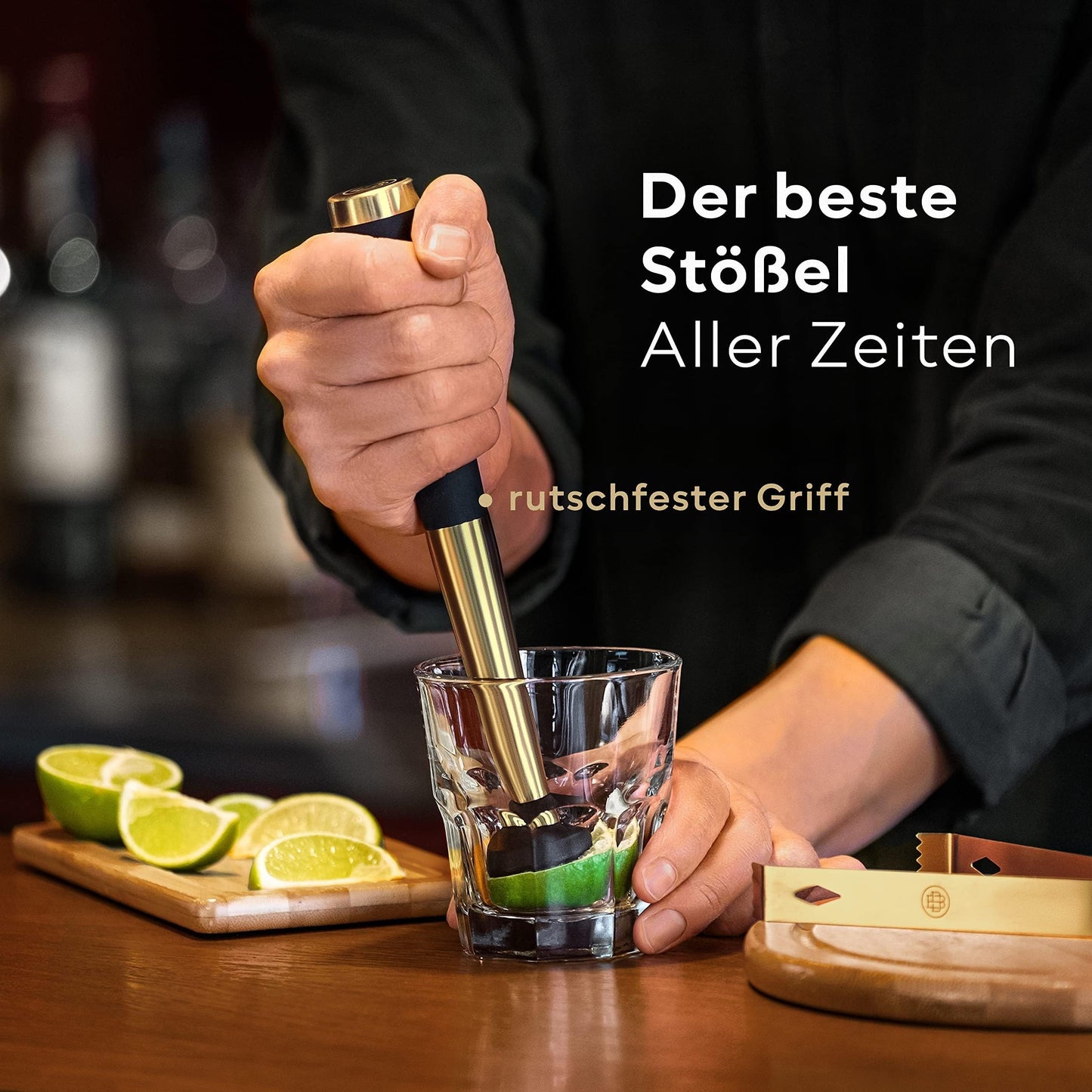 BarDeluxe® cocktail set - 12-delig bartender set met 750 ml rvs shaker - goud - incl receptboekje en opbergtasje