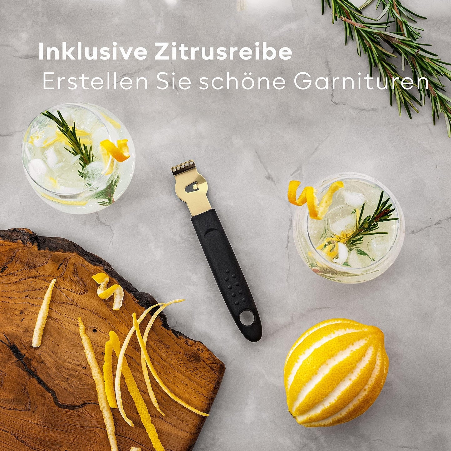 BarDeluxe® cocktail set - 12-delig bartender set met 750 ml rvs shaker - goud - incl receptboekje en opbergtasje