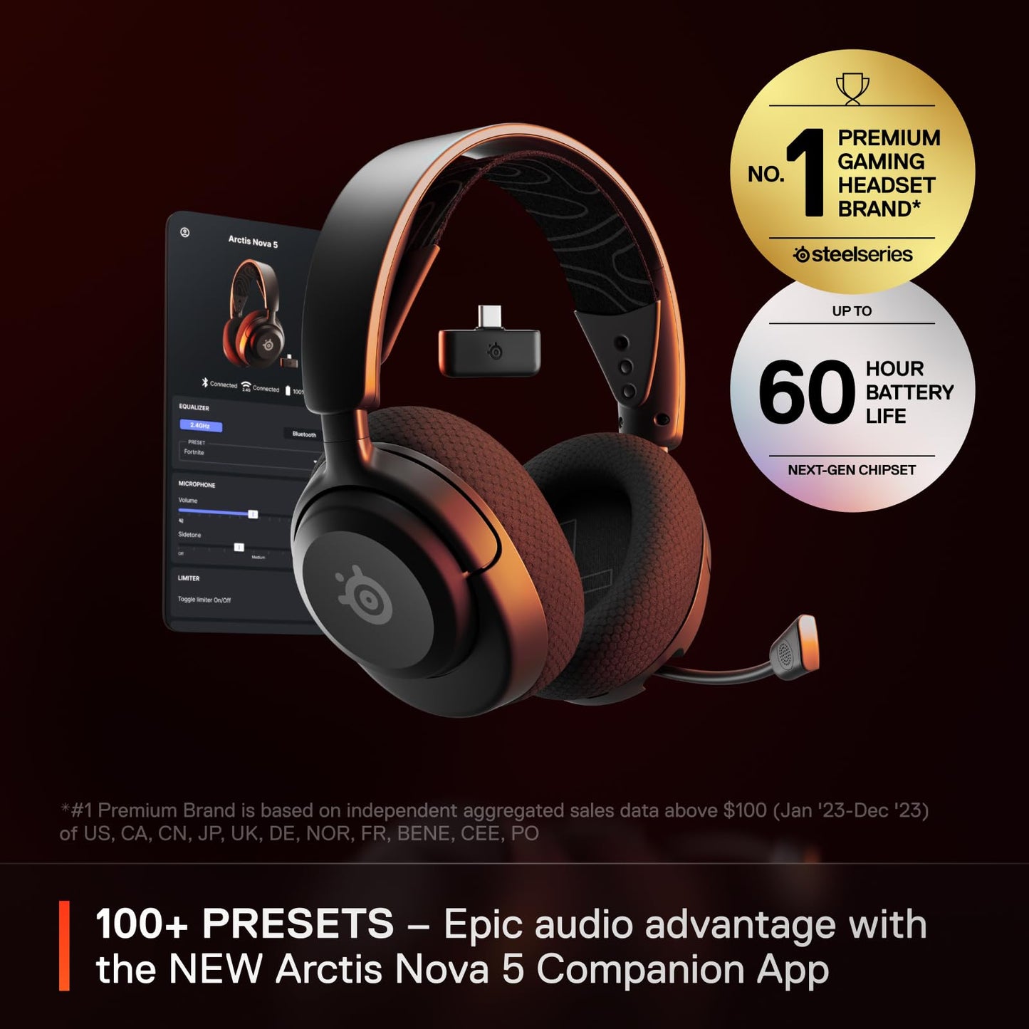 SteelSeries Gaming Headset - Draadloos - 60Uur - Bluetooth53 - 24GHz - Zwart
