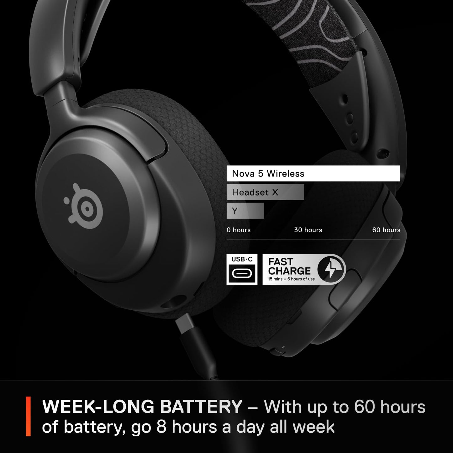 SteelSeries Gaming Headset - Draadloos - 60Uur - Bluetooth53 - 24GHz - Zwart