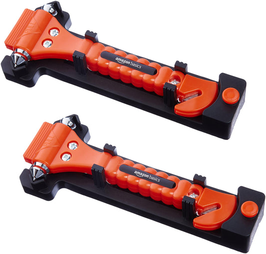 Amazon Basics Noodhamer - Gordelsnijder - Beschermhoes - 2Stuks - Oranje
