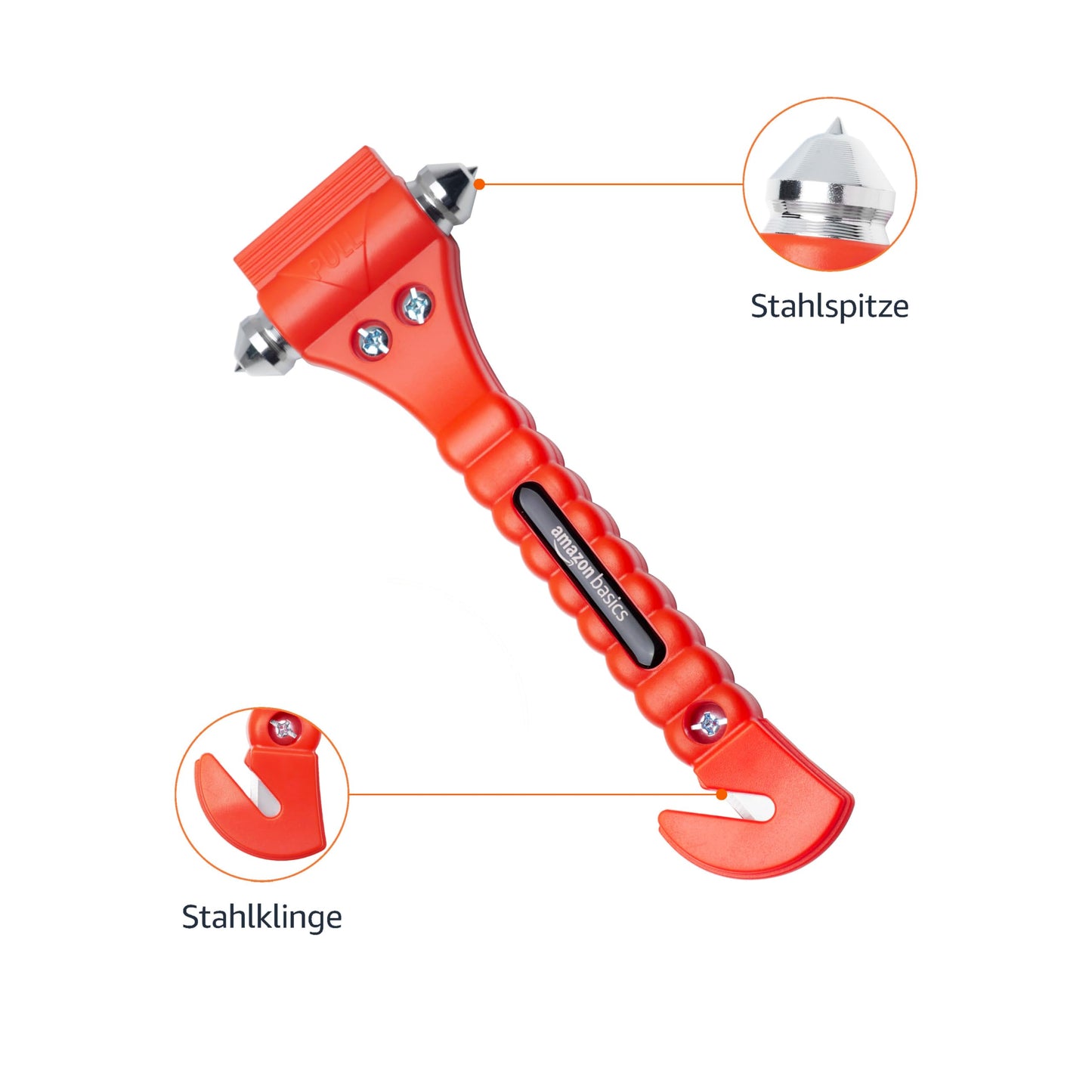 Amazon Basics Noodhamer - Gordelsnijder - Beschermhoes - 2Stuks - Oranje