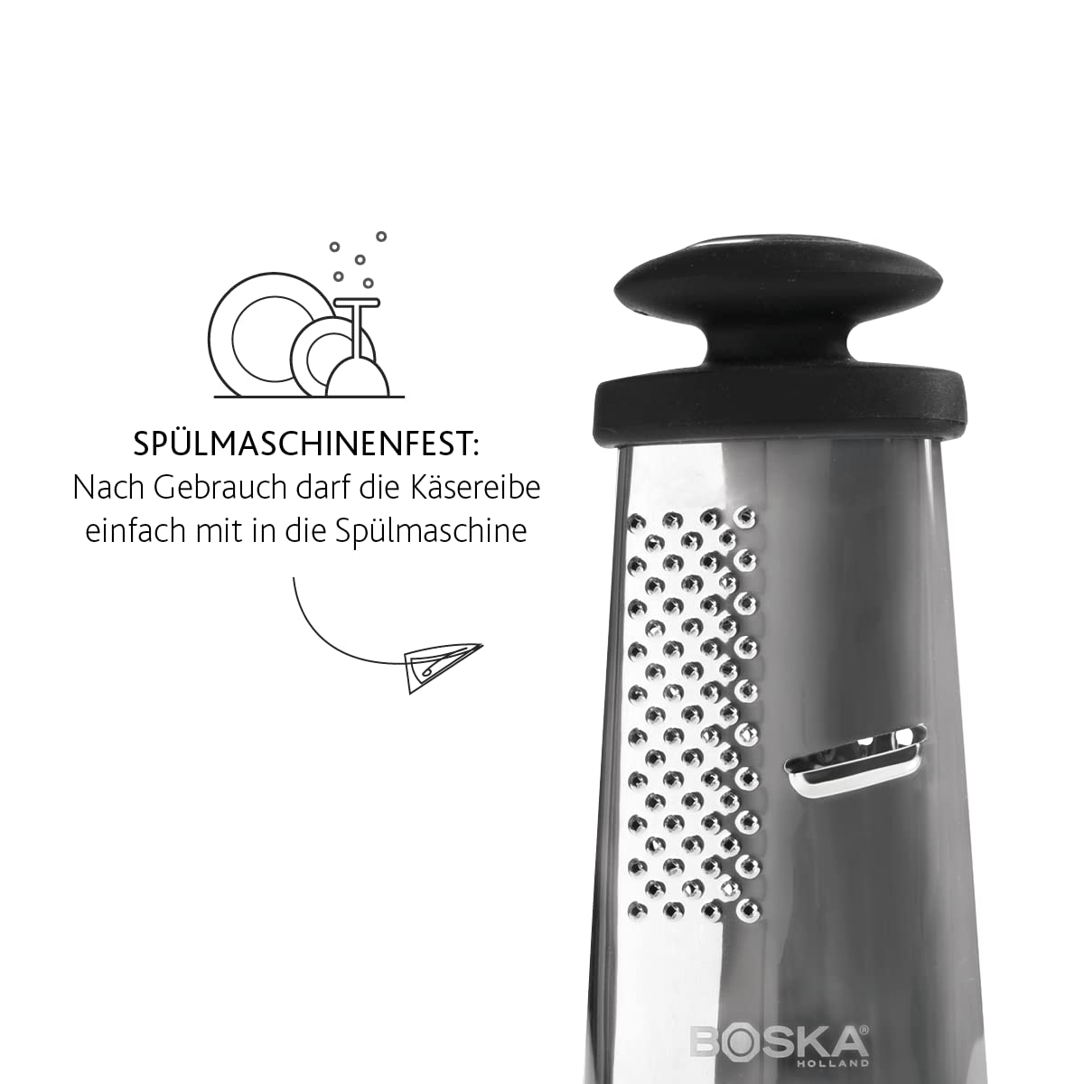 Boska Kaasrasp - TrioFormaggio - RVS - Kunststof - 3Raspen - Zwart-Zilver