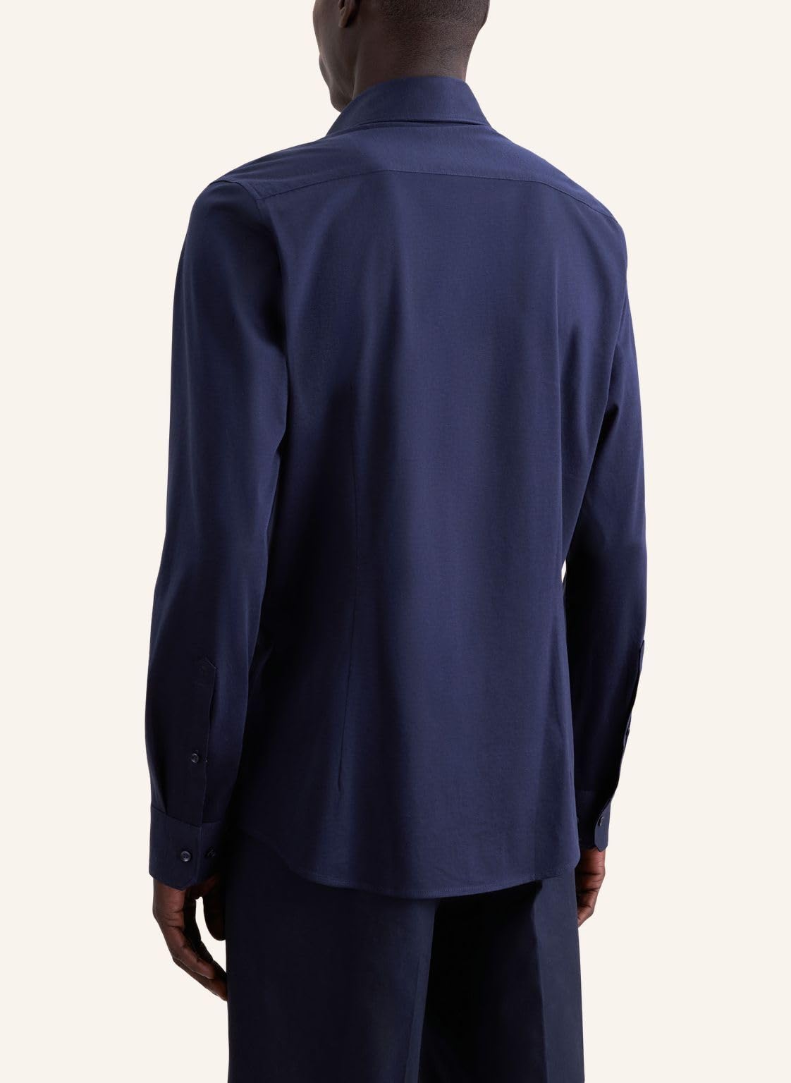 Seidensticker Overhemd - Heren - SlimFit - Jersey - Kentkraag - LangeMouw - 42 - Donkerblauw