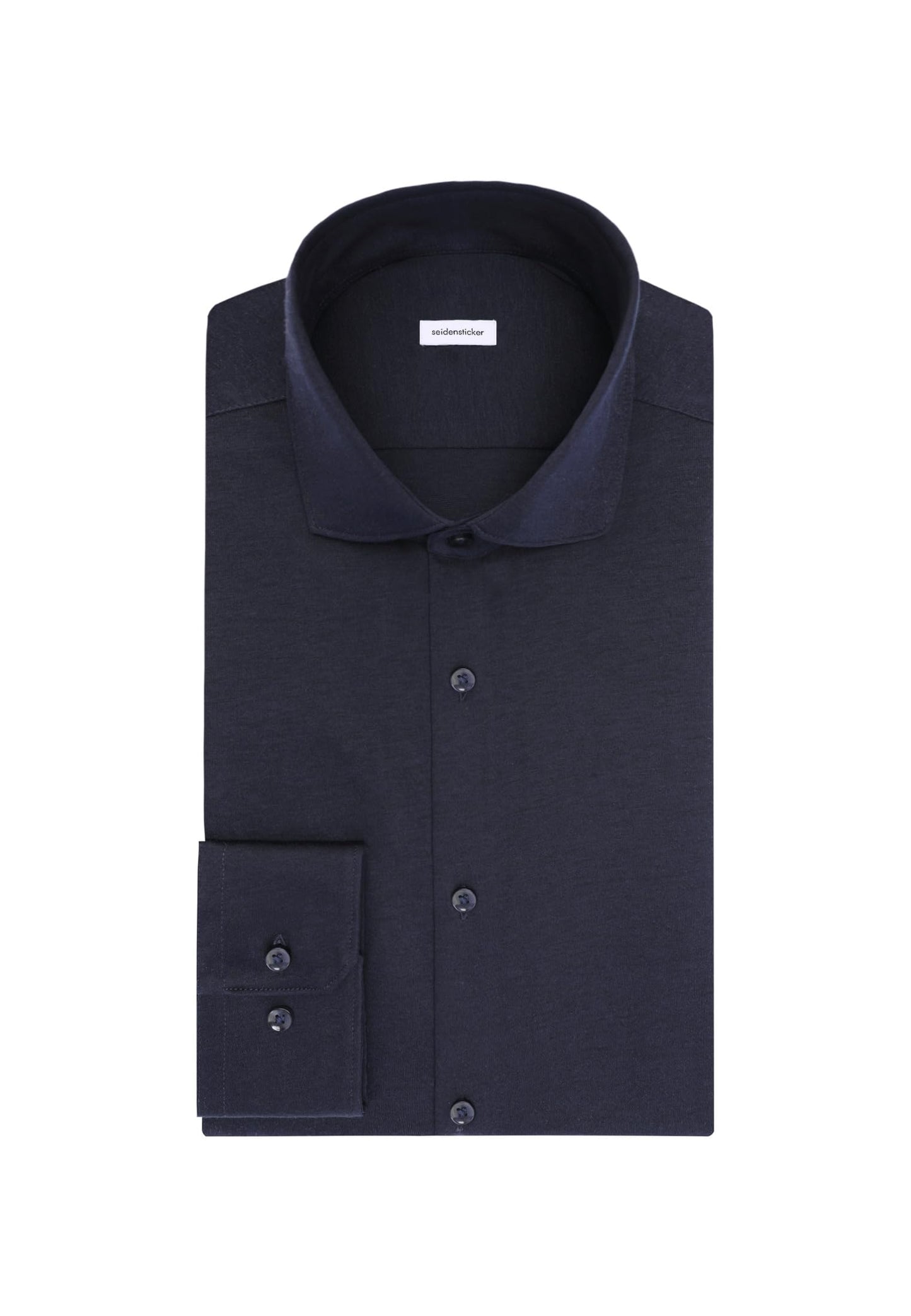 Seidensticker Overhemd - Heren - SlimFit - Jersey - Kentkraag - LangeMouw - 42 - Donkerblauw