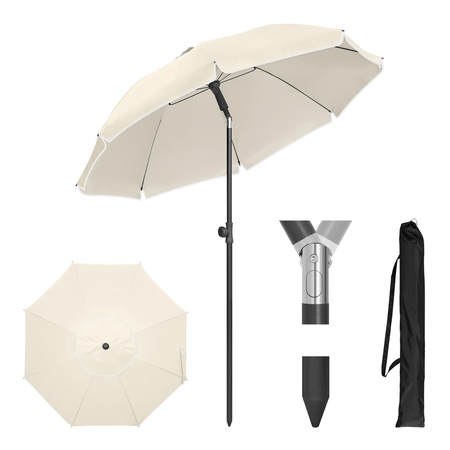 Woltu Balkonparasol - Rond - Verstelbaar - 155cm - Beige