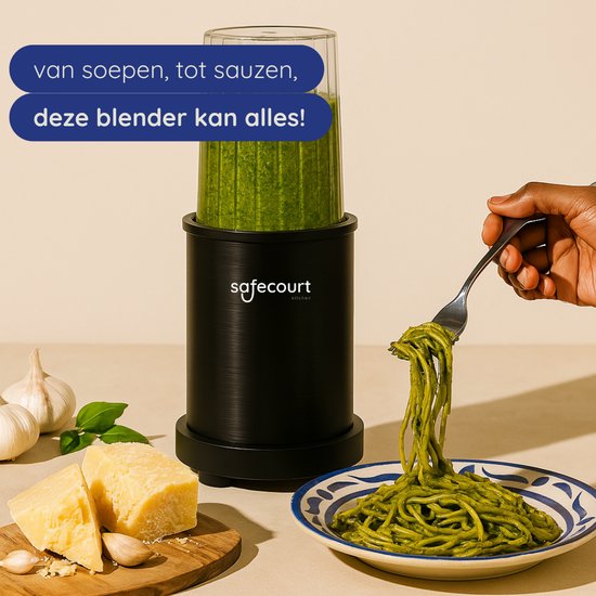 Safecourt Kitchen Blender – Incl. 2 To Go Bekers  – 1000 W – 700 ml & 350 ml – Zwart