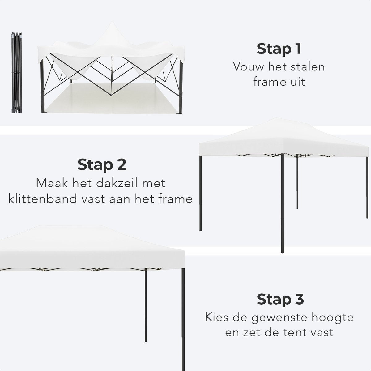 LifeGoods Partytent - Paviljoen - EasyUp - Opvouwbaar - Waterdicht - Met Draagtas met wieltjes - 440 x 297 cm - Wit