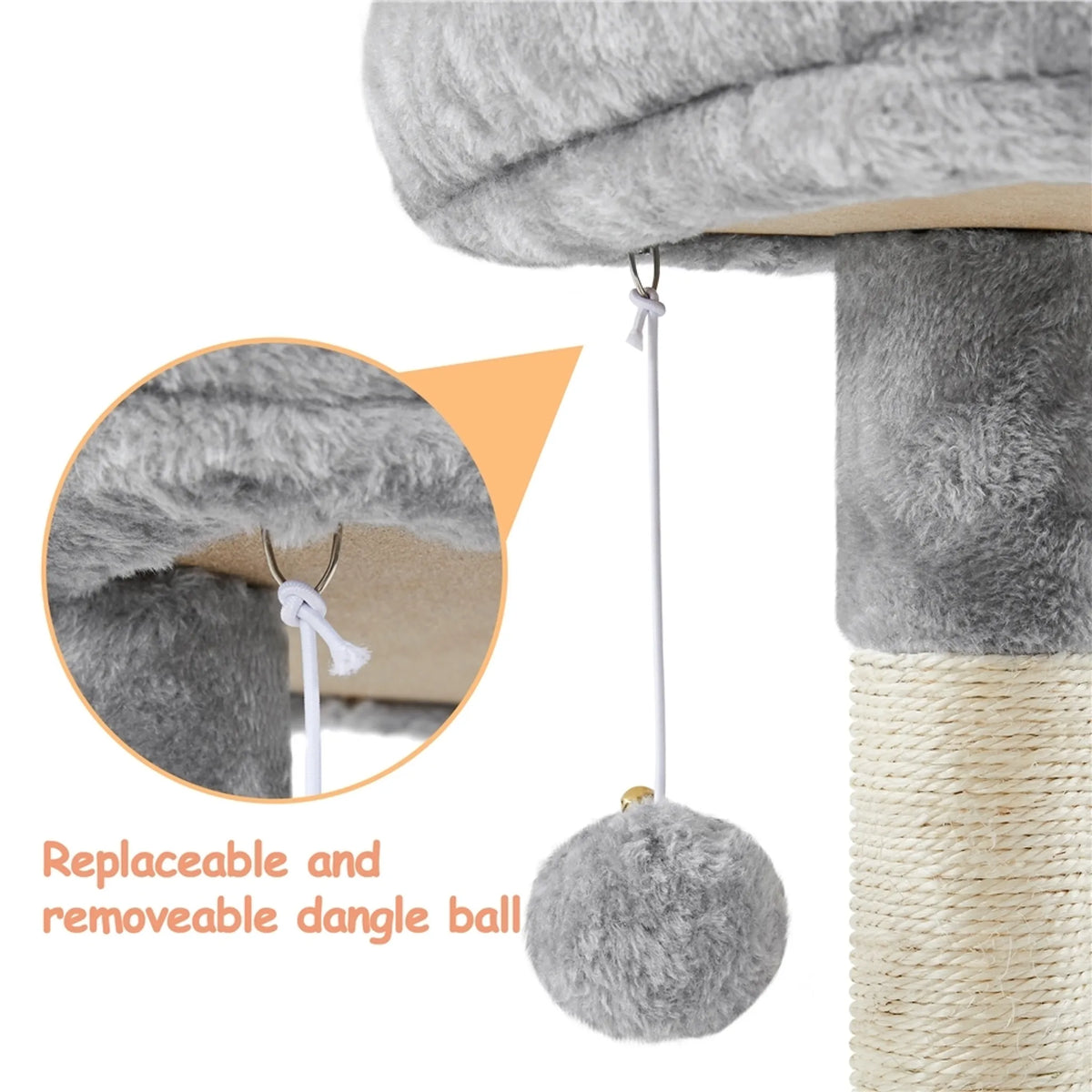 Yaheetech Compacte Krabpaal met 3 Verdiepingen 49,5x34,5x86,5 cm – Sfeervol Lichtgrijs – Sisal en Pluche