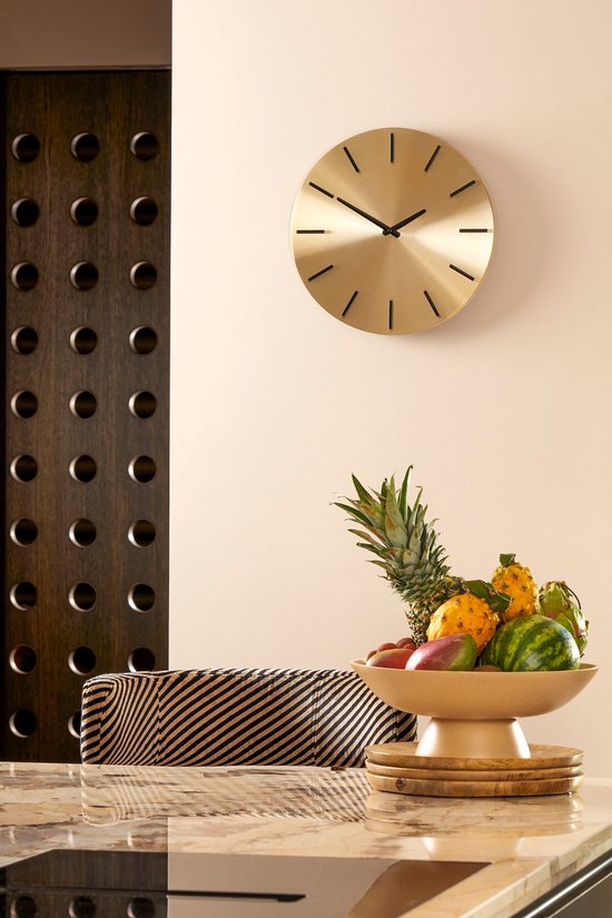 Mica Decorations Brixen Wandklok - Aluminium - op Batterij - 36 cm - Goud