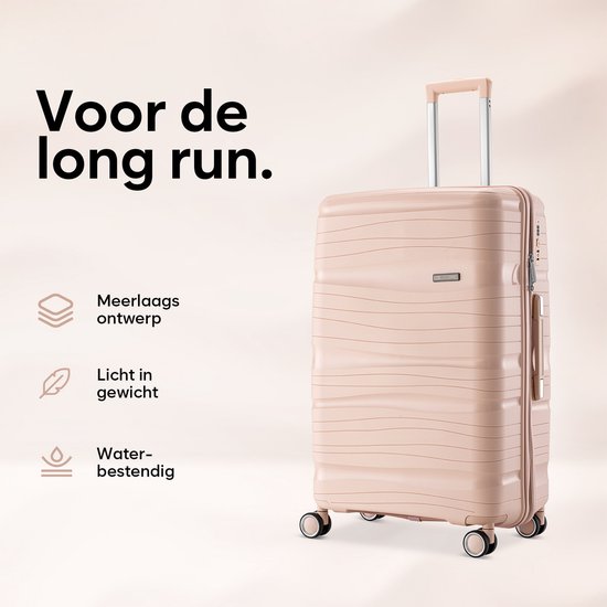 SC Travelin' Charm 4-delige Trolleyset – Handbagage & Check-in Koffers – 32L/60L/98L – Cijferslot – 360° Geruisloze Wielen – Lichtgewicht & Stevig – Modern Design - Lichtroze V2