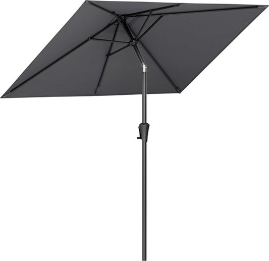 LifeGoods Parasol - Tuin - 210x140cm - 30° Kantelbaar - Waterdicht - UPF50+ - Donkergrijs
