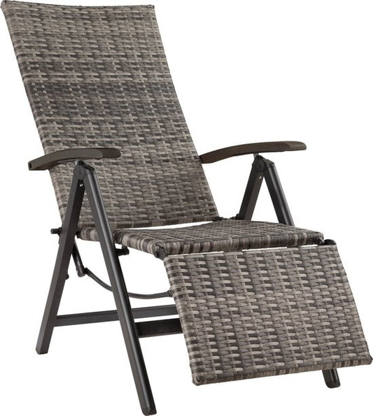 Tectake Tuinstoel - Opklapbaar - Incl Aluminium Frame en Voetsteun - Grijs