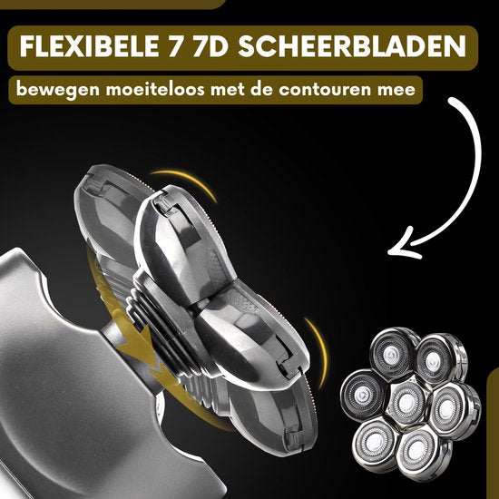 6-in-1 Scheerapparaat Mannen – Trimmer - Sansbeauté® SkullSharp V2 | 7 Head - Nat & Droog - Electric Face Head & Hair Shaver – Hoofd Kaal Scheren - Opzetstukken - Elektrisch