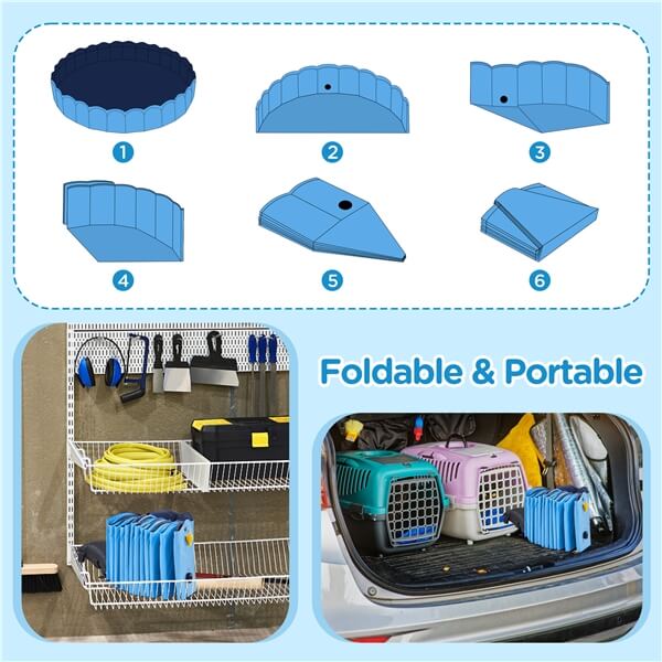 Yaheetech Opvouwbaar Hondenzwembad 100/120/140/160 x 30 cm – Antislip Badkuip voor Honden