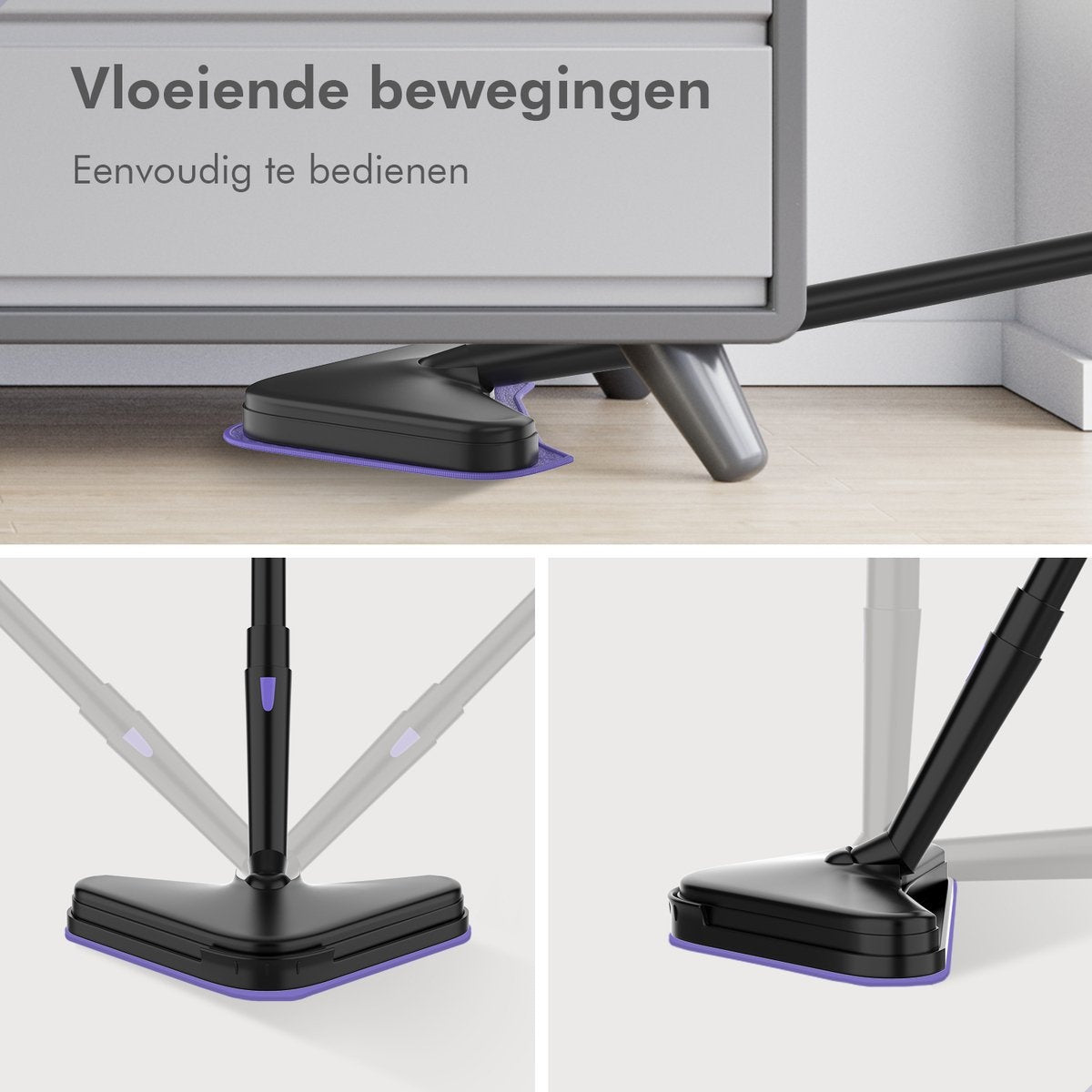 Motionflow Stoomreiniger – Instelbare Stoomkracht – 1200 W – 34 x 23 x 105 cm – Zwart/Paars
