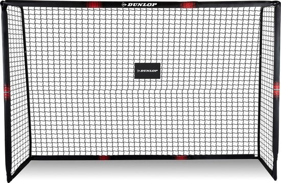 Dunlop Voetbaldoel - Voetbal Goal 300 x 200 x 120 cm - Voetbalgoal Groot - Buitenspeelgoed voor Kinderen en Volwassenen - Snelle Montage - Voetbal Training Doel - Metaal - Zwart/ Rood