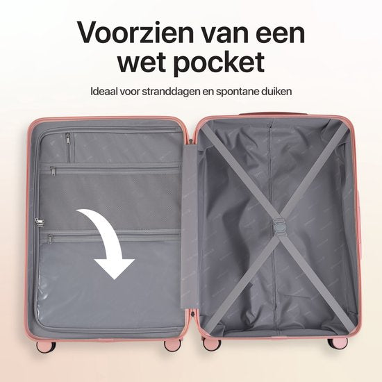 SKYCASES Classic Heritage - Grote Reiskoffer - TSA Slot - 76x52x30 cm - 100L - XL Rolkoffer - 360° geruisloze wielen - Lichtgewicht - Trolley - Roze