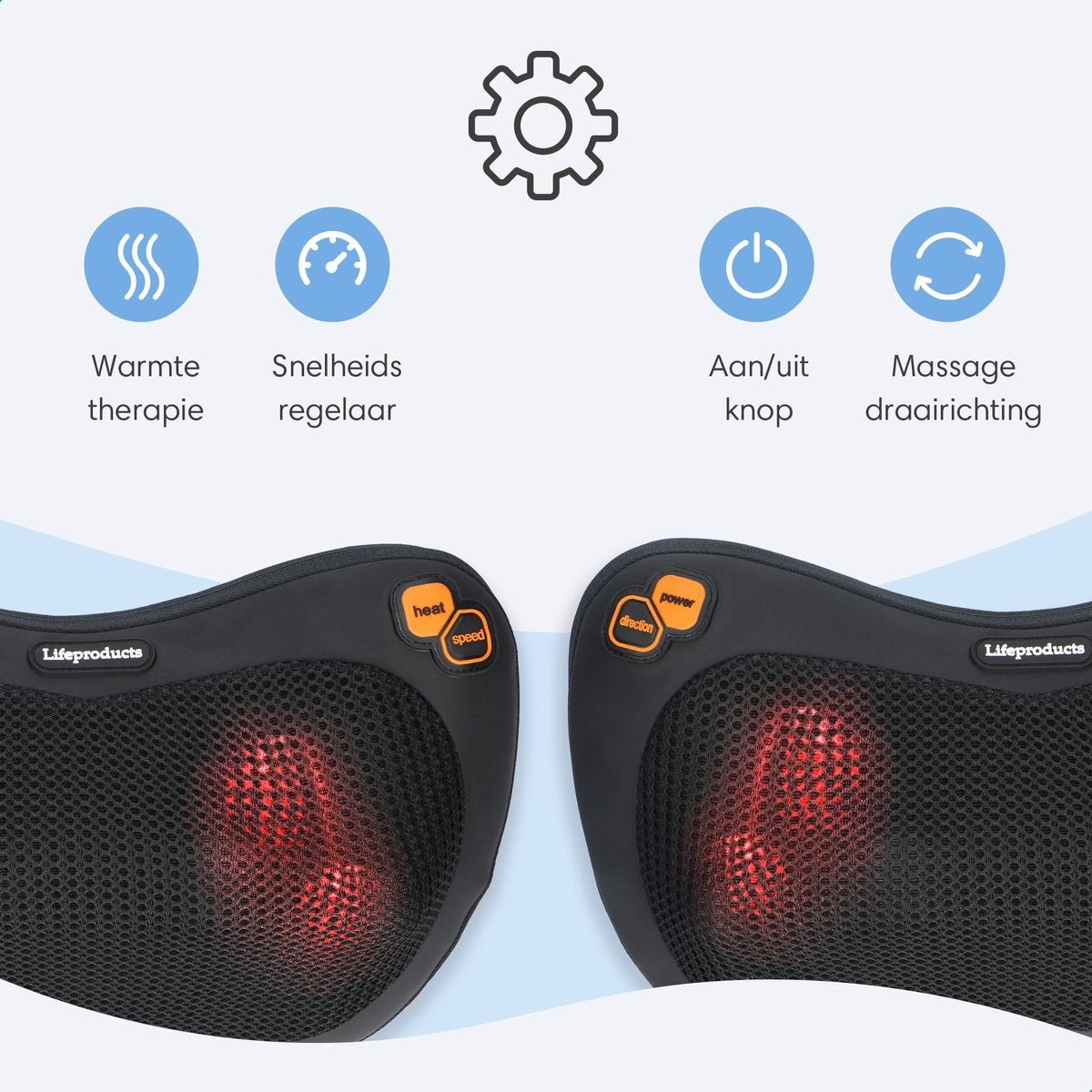 Shiatsu Massagekussen -Elektrisch Massageapparaat met Infrarood Verwarming -  Zwart