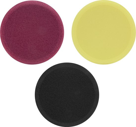 VONROC Polijstschijven/Polijst pads schuim voor polijstmachines – Starterset - 150mm, 3 stuks