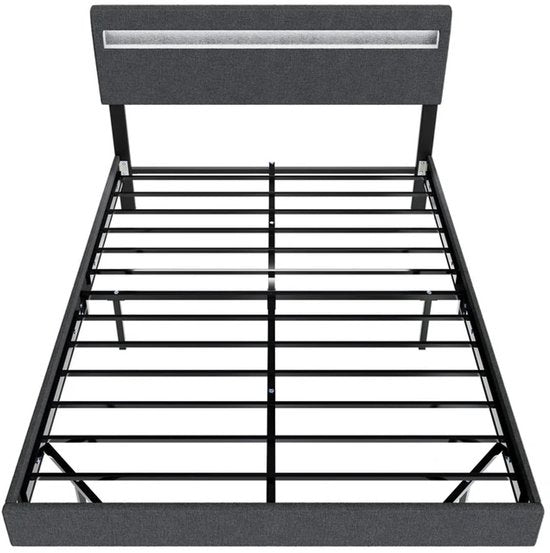 Zwevend bed Lissabon - 140x200cm - Kunstleer - Incl. LED - Donkergrijs