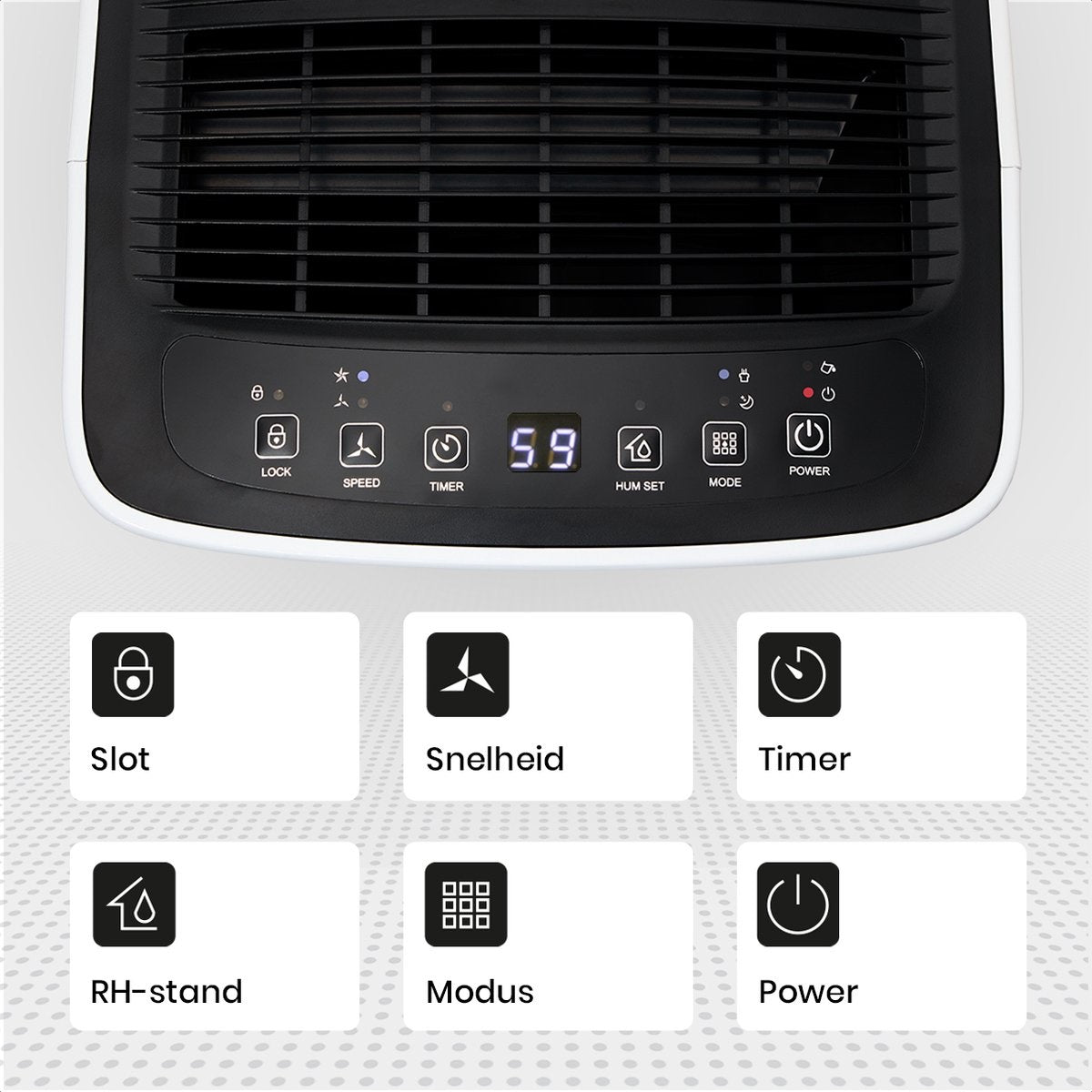 Auronic Luchtontvochtiger - 12 liter per dag – Was-Droog Functie - 185 W – 30,5 x 26,5 x 52 cm – Wit