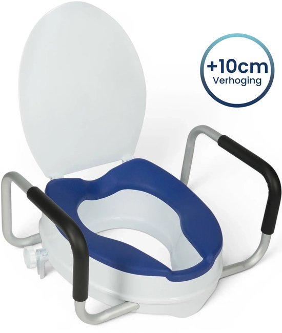 Truesafe Toiletverhoger 10 cm - Universele maat - Met armleuning en deksel - Verhoogde WC bril - Ergonomisch zitkussen - Verhoger voor volwassenen & senioren