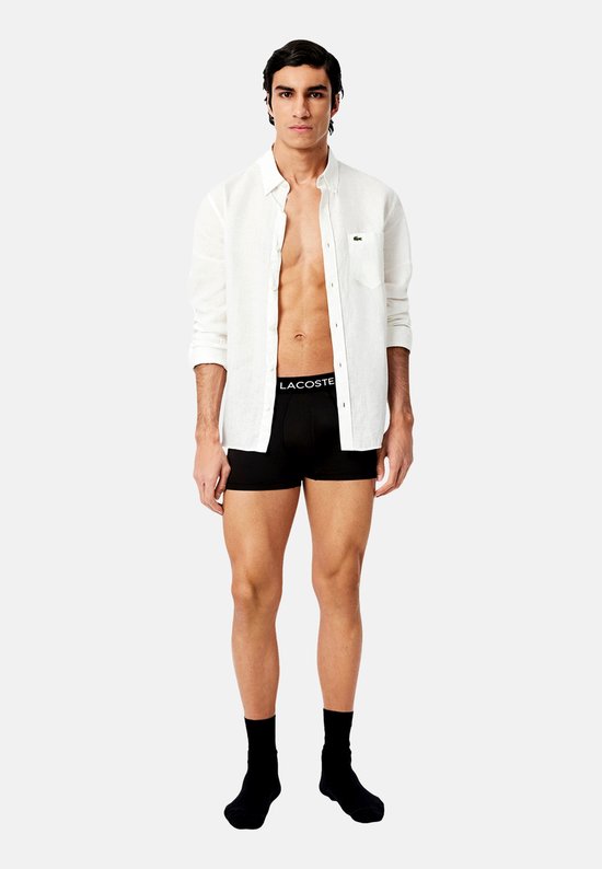 Lacoste 3-Pack Microfiber Boxershorts Trunk Heren - Zwart - maat M