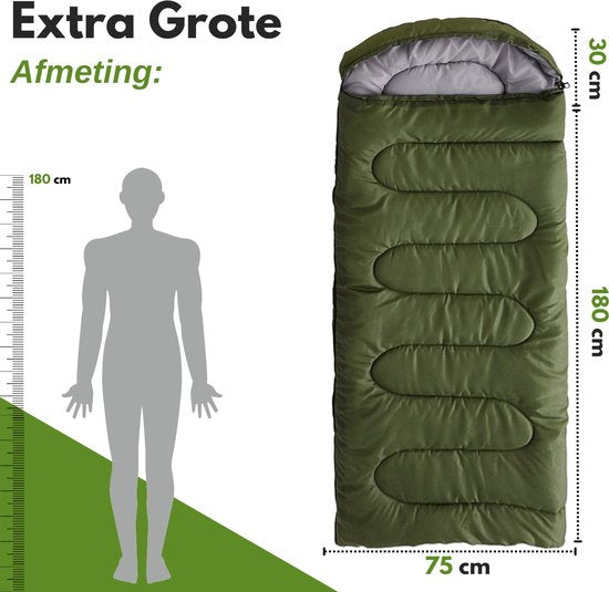 Vertrex Tri-Season Adventure Mummy Slaapzak - Slaapzakken Volwassenen - Kamperen - Groen