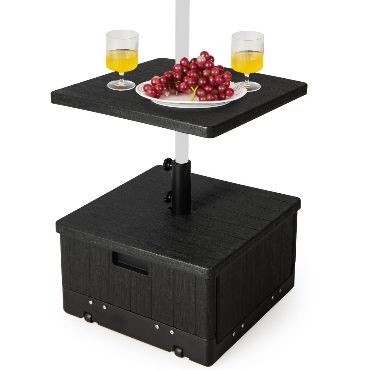 Coast 80 kg Vulbare Parasolvoet met Tafelblad en Wielen 53x53x45 cm Zwart