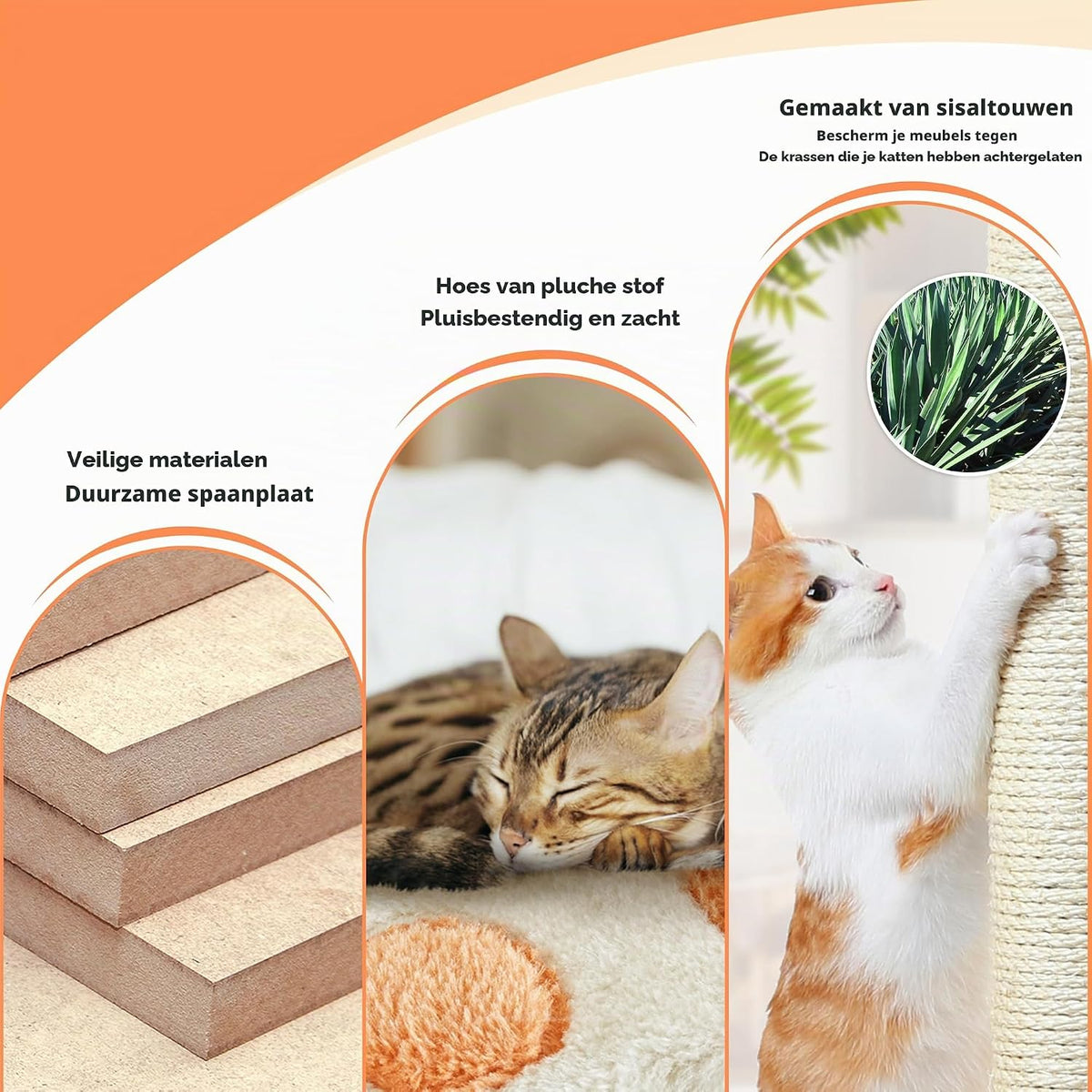 Yaheetech Krabpaal met pootdesign en kattenhuisjes - 59,5 x 55,5 x 164 cm - Beige/groen