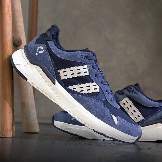 Heren Sneaker Kampen - Denimblauw/Donkerblauw/Offwhite - Maat 42