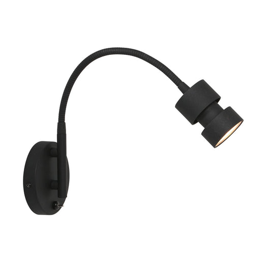 Wandlamp Natasja LED 3094ZW Zwart - Draaibaar en kantelbaar, inclusief GU10 lichtbron, gemaakt van kunststof en metaal - Steinhauer