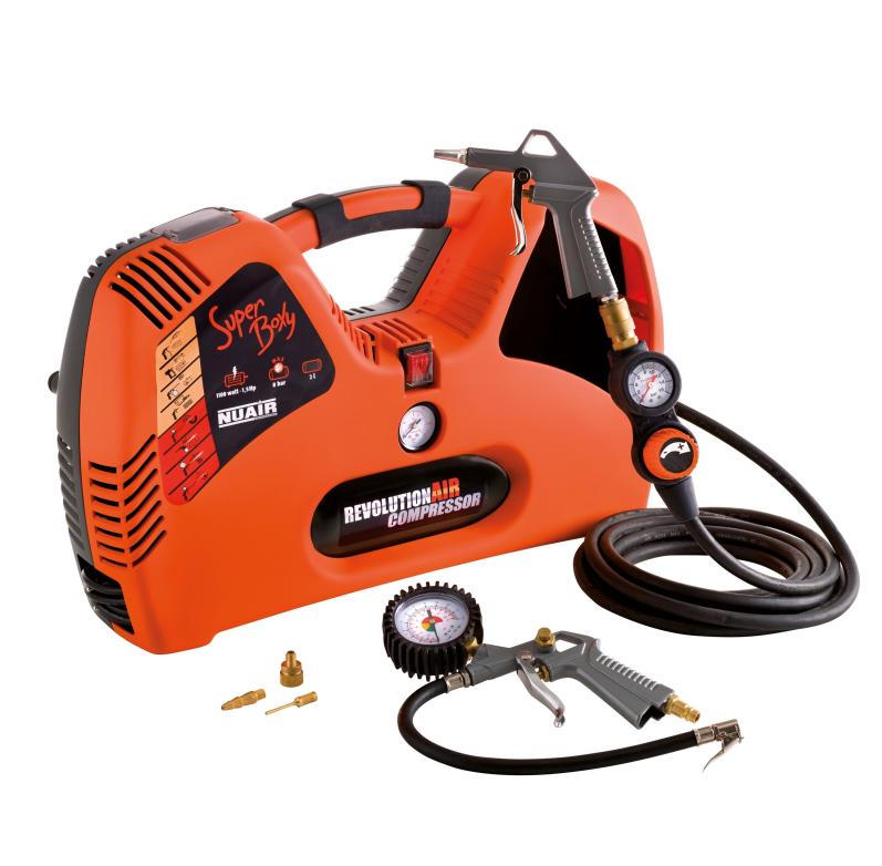 NUAIR Compressor - Zonder Olie - Super Boxy - 2 L / 1.5 Hp / 8 Bar