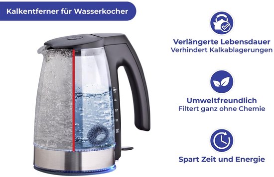 Kalkvanger Mod. Hexi RVS kalkbescherming waterkoker accessoires ontkalker kalkfilter energiebesparend zonder chemicaliën set van 2 4 x 2 cm zilver