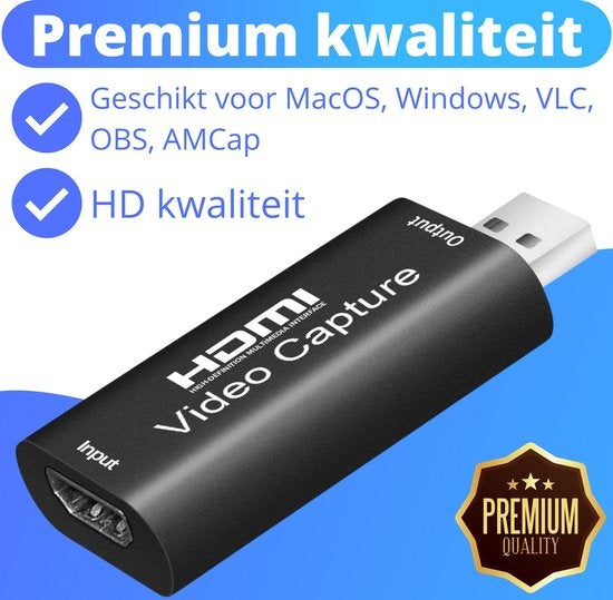 Earkings® Game Capture Card – 4K Invoer & 1080p Full HD Uitvoer – HDMI naar USB 3.0 – 6.4 x 2.8 x 1.3 cm – Zwart