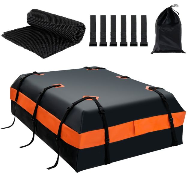 Costway Dakdrager – Waterdicht & Incl. Antislipmat – 560 liter – 132 x 100 x 43 cm – Zwart/Oranje