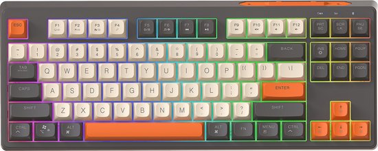 M87 Draadloos RGB Gaming Toetsenbord - 87 toetsen - BT5.0/2.4G - PBT Ball Keycaps - Shimmer