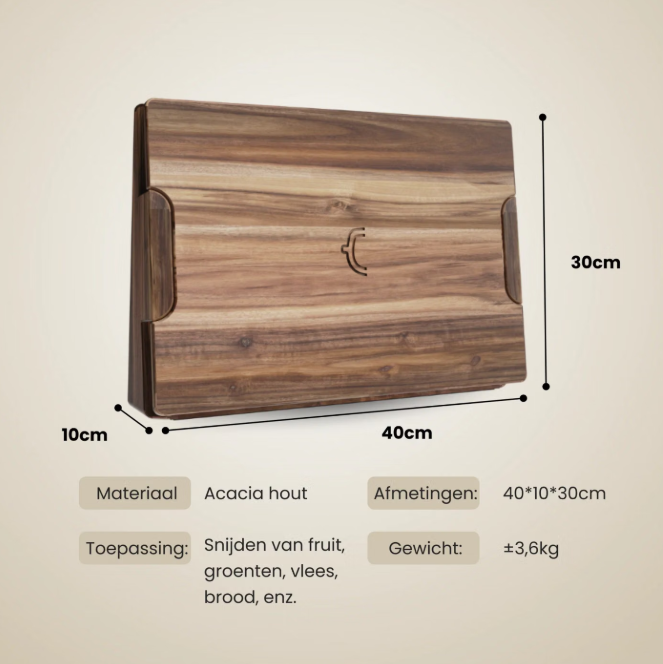 CookingTotem DuoBlock 2-in-1 Messenblok en Snijplank - Compact Design - Exclusief Messen
