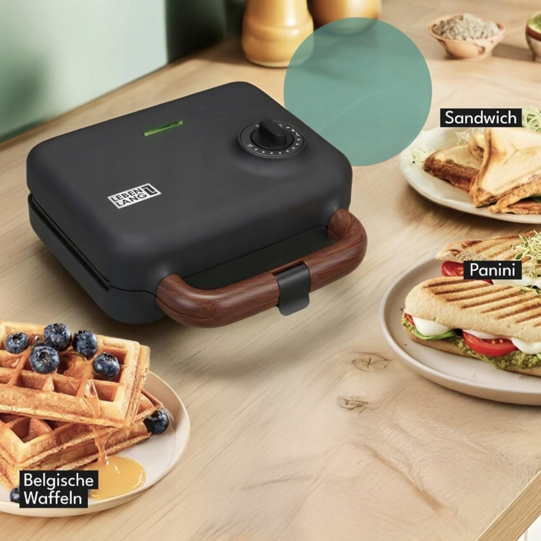 Lebenlang 3-in-1 Sandwichmaker - Tosti-ijzer - Wafelijzer - Contactgrill - 750W
