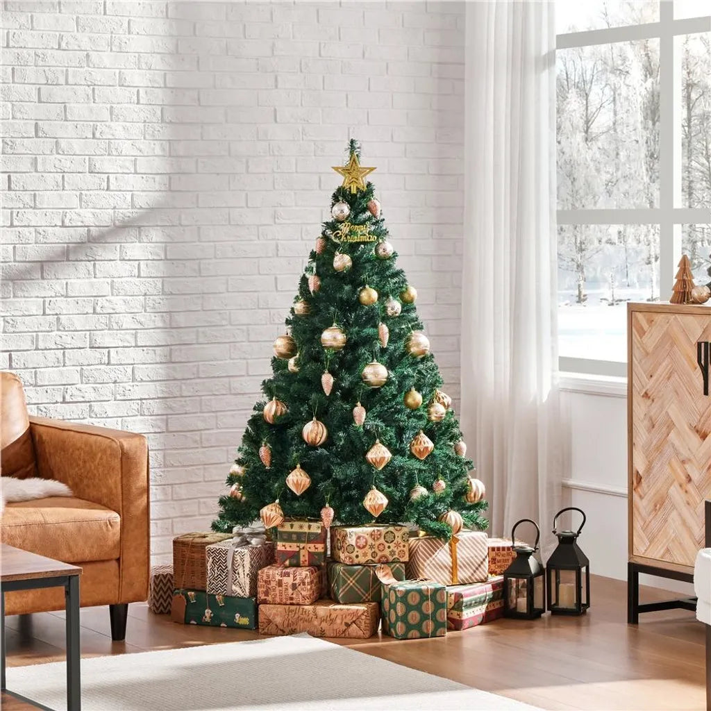 Yaheetech Kunstkerstboom - 154 cm Groen - 398 Takken - Realistisch - Opvouwbare Standaard - Compact - Groen